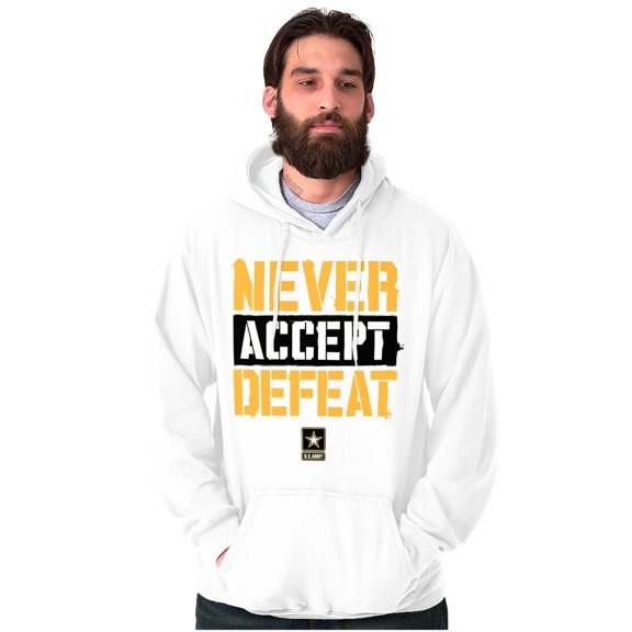 US Army Logo Never Accept Defeat Hoodie Sweatshirt Women Men Brisco Brands L