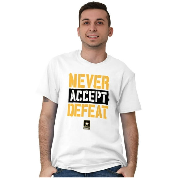 US Army Logo Never Accept Defeat Men's Graphic T Shirt Tees Brisco Brands M