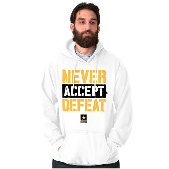 US Army Logo Never Accept Defeat Unisex Plus Size Hoodie Brisco Brands 2X