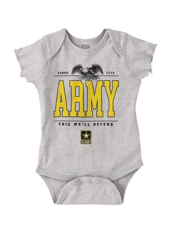 US Army Logo This We'll Defend Eagle Romper Boys or Girls Infant Baby Brisco Brands NB
