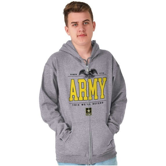 US Army Logo This We'll Defend Eagle Unisex Plus Size Zip Hoodie Brisco Brands 2X