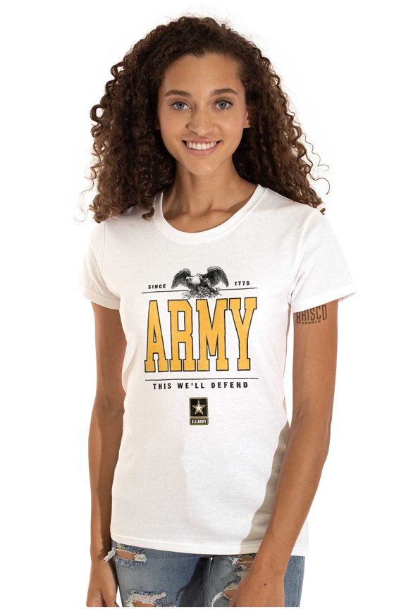 US Army Logo This We'll Defend Eagle Women's T Shirt Ladies Tee Brisco Brands L