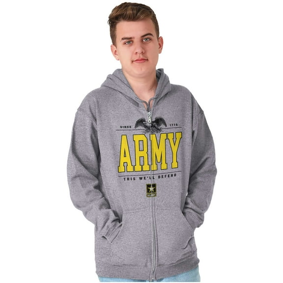 US Army Logo This We'll Defend Eagle Zip Up Hoodie Men's Women's Brisco Brands X