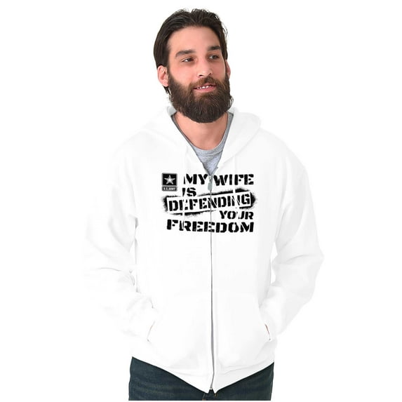 US Army Logo Wife Defending Freedom Men Big & Tall Zip Hoodie Brisco Brands 5X