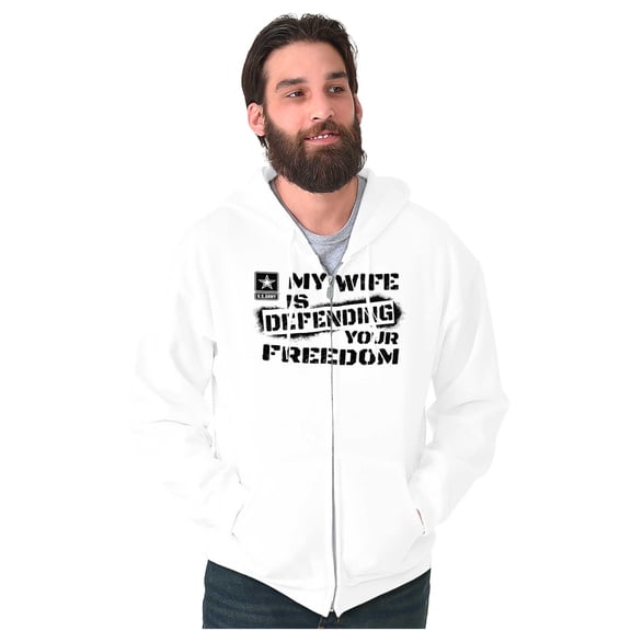 US Army Logo Wife Defending Freedom Zip Hoodie Sweatshirt Men Brisco Brands M