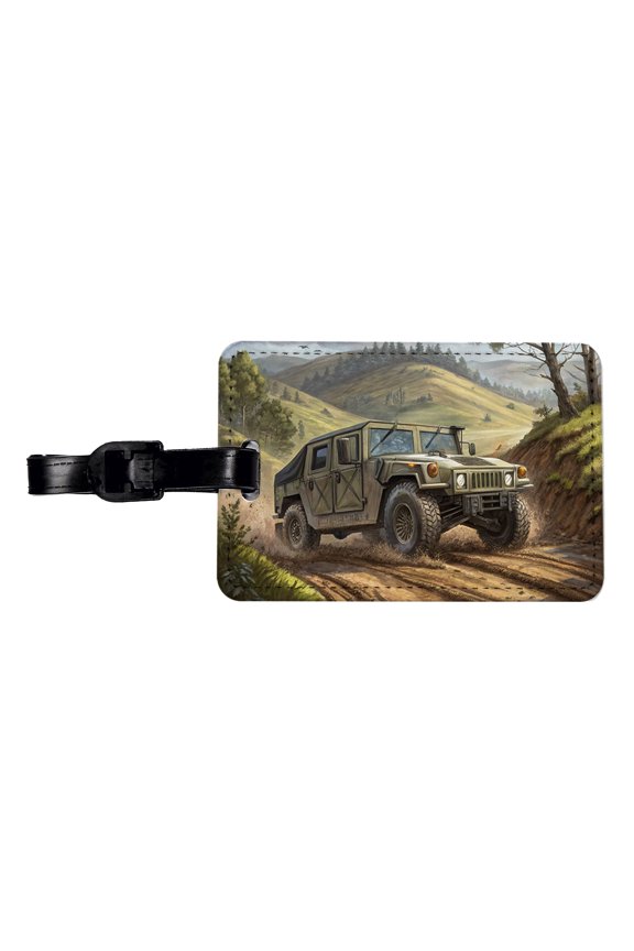 US Army Military Humvee Faux Leather Travel Luggage Tag
