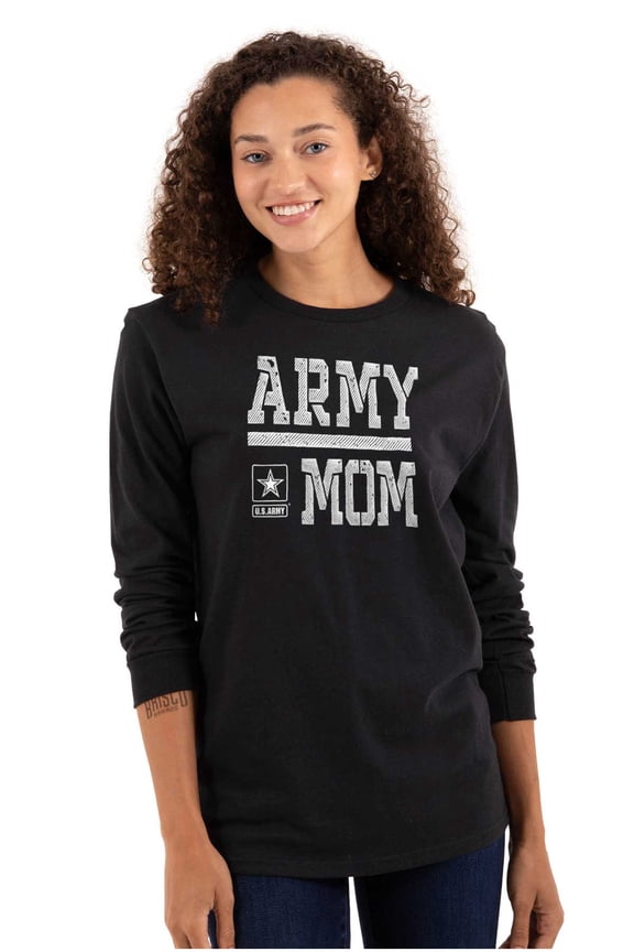 US Army Mom Military Star Logo Women Plus Size Long Sleeve Tee Brisco Brands 2X