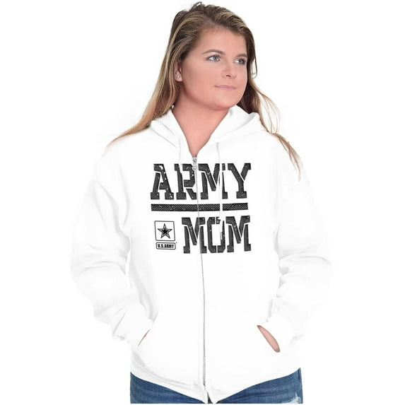US Army Mom Military Star Logo Zip Hoodie Sweatshirt Women Brisco Brands X