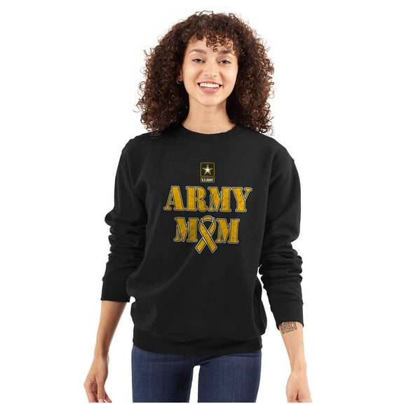 US Army Mom Military Support Ribbon Women Crewneck Sweatshirt Brisco Brands S