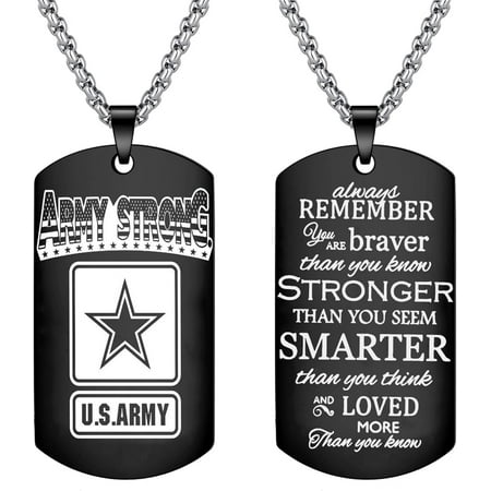 US Army Necklace Gift for Men Army Graduation Gifts Pentagon Star, Inspirational Message, Gift for Service Members Birthday Present