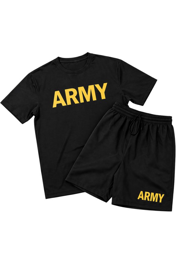 US Army PT T-Shirt & Shorts Set | Performance Moisture Wicking Physical Training Workout Gym Exercise Jogging Uniform (3X-Large)