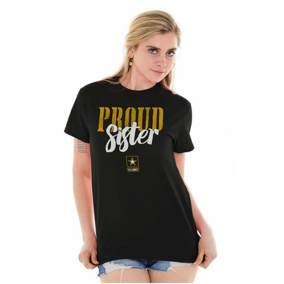 US Army Proud Sister Military Logo Women's Graphic T Shirt Tees Brisco Brands S