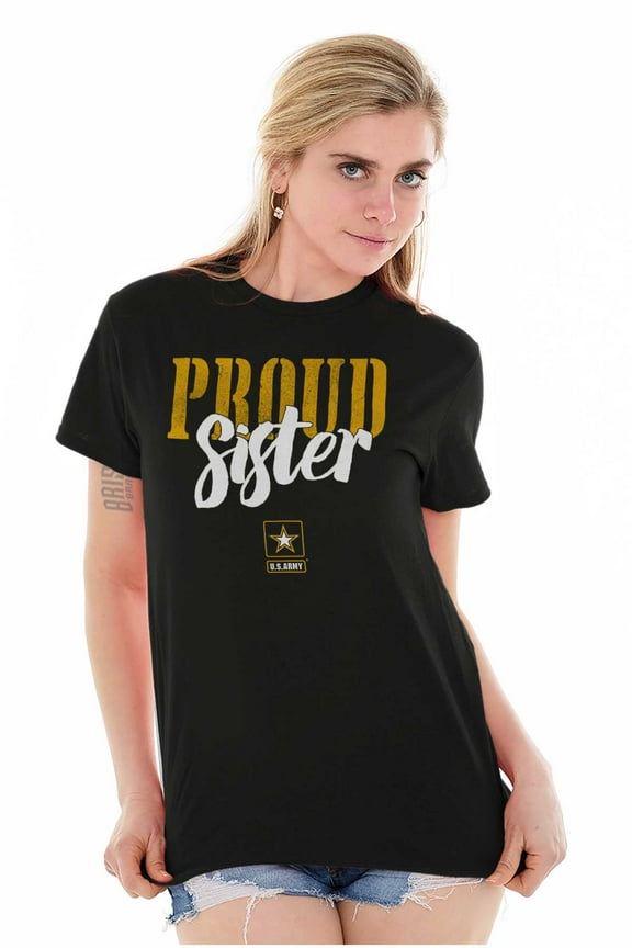 US Army Proud Sister Military Logo Women's Graphic T Shirt Tees Brisco Brands S