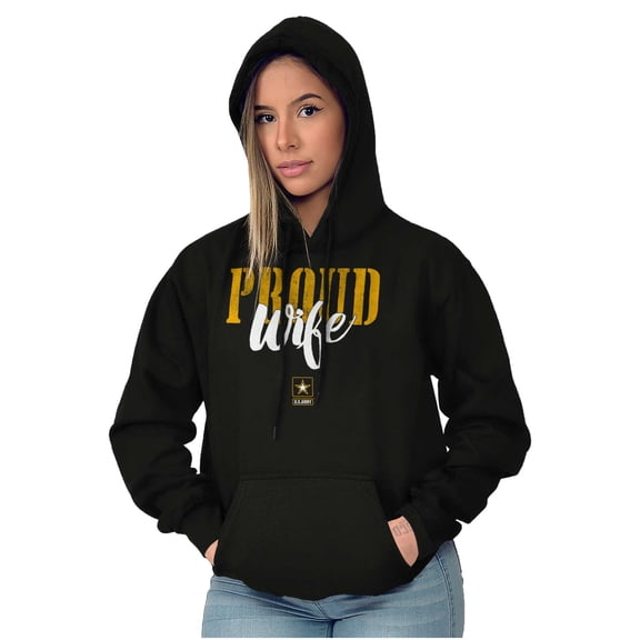 US Army Proud Wife Military Logo Hoodie Sweatshirt Women Brisco Brands X