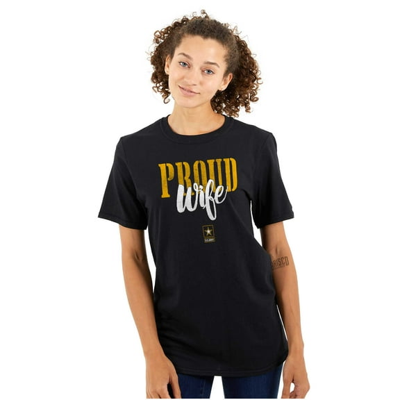 US Army Proud Wife Military Logo Women's Graphic T Shirt Tees Brisco Brands S