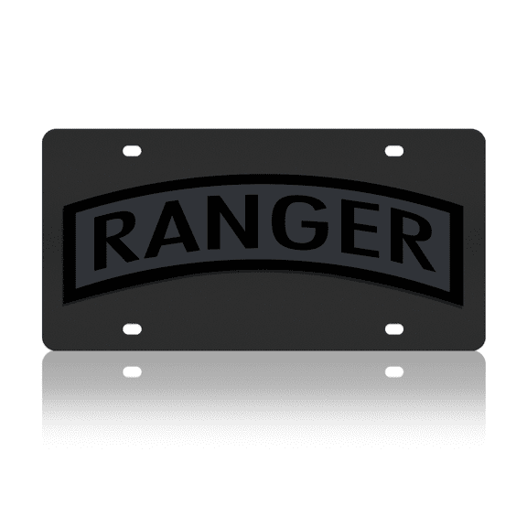 US Army Ranger Emblem 3D Stealth Matte Black License Plate Official Licensed