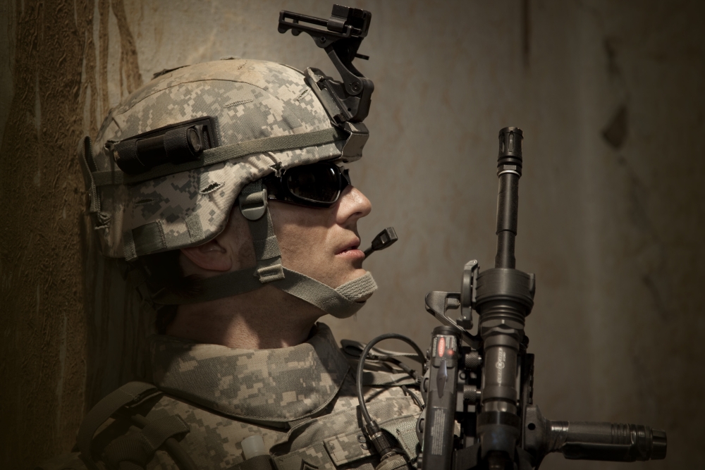 US Army Ranger in Afghanistan combat scene Canvas Art - Tom WeberStocktrek Images (18 x 12)