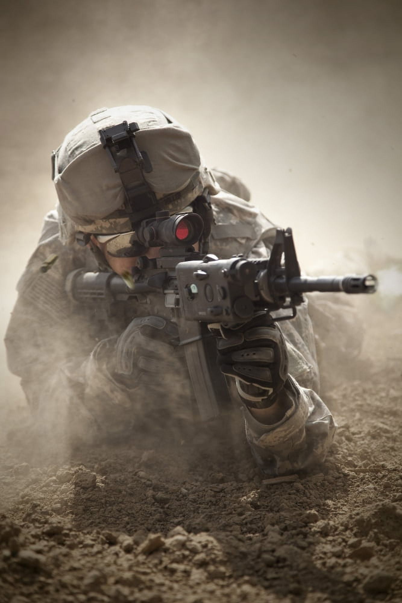 US Army Ranger in Afghanistan combat scene Canvas Art - Tom WeberStocktrek Images (24 x 35)