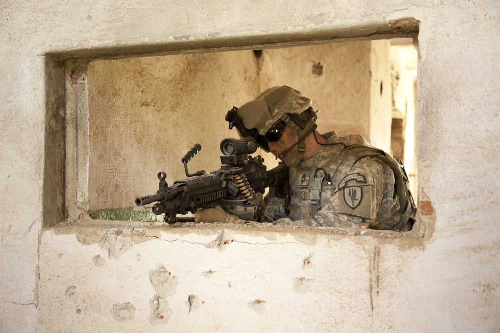 US Army Ranger in Afghanistan combat scene Canvas Art - Tom WeberStocktrek Images (35 x 24)