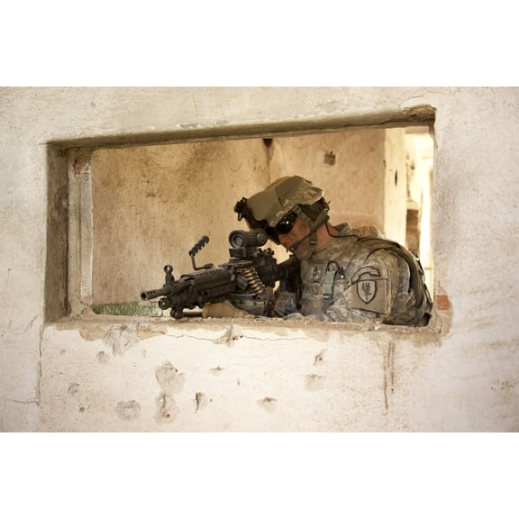 US Army Ranger in Afghanistan combat scene Canvas Art - Tom WeberStocktrek Images (35 x 24)