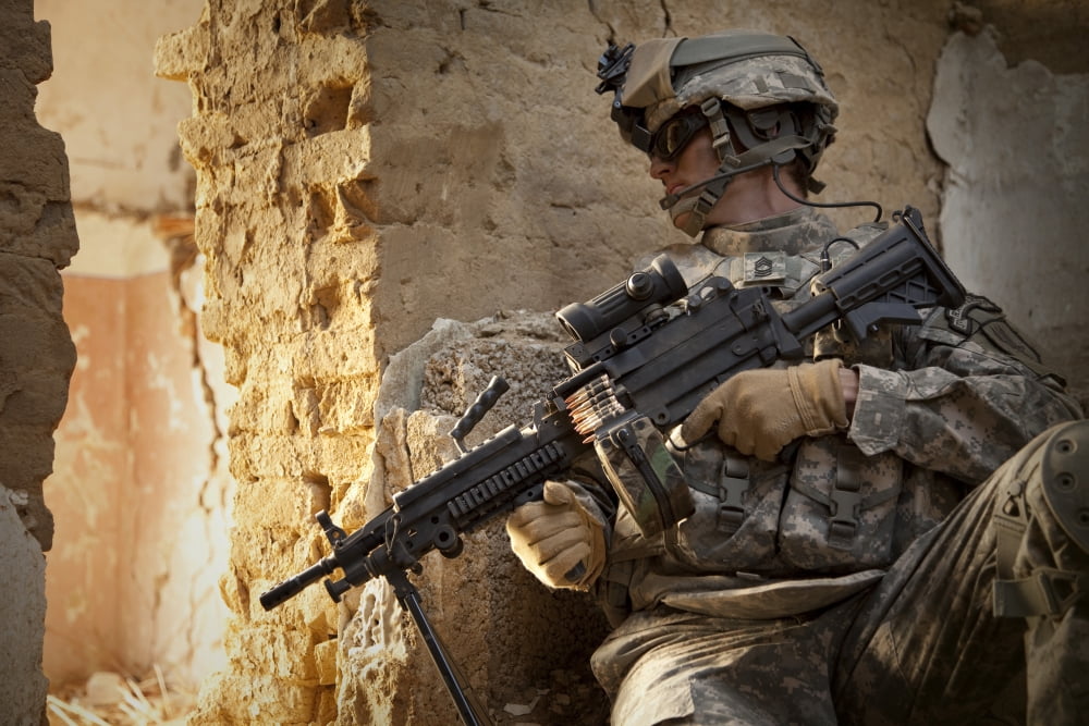 US Army Ranger in Afghanistan combat scene Canvas Art - Tom WeberStocktrek Images (35 x 24)