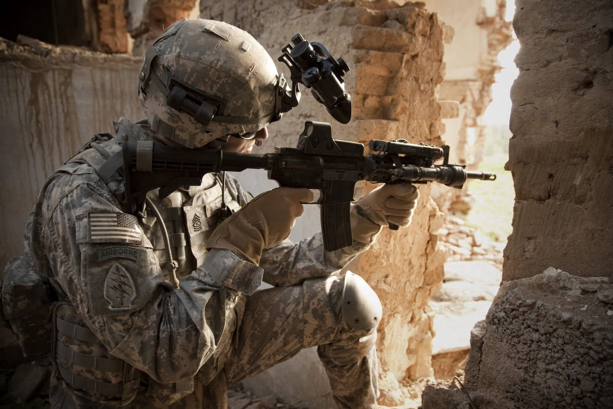 US Army Ranger in Afghanistan combat scene Canvas Art - Tom WeberStocktrek Images (35 x 24)