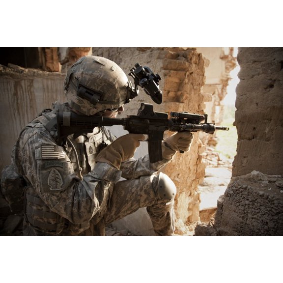 US Army Ranger in Afghanistan combat scene Canvas Art - Tom WeberStocktrek Images (35 x 24)