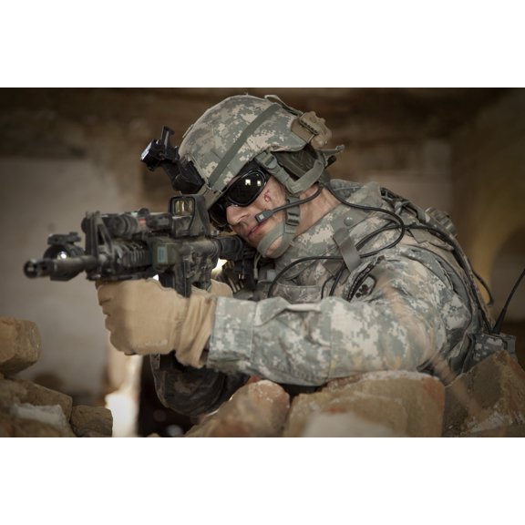 US Army Ranger in Afghanistan combat scene Canvas Art - Tom WeberStocktrek Images (35 x 24)