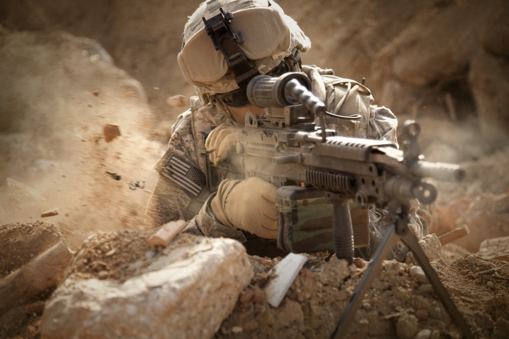 US Army Ranger in Afghanistan combat scene Canvas Art - Tom WeberStocktrek Images (35 x 24)