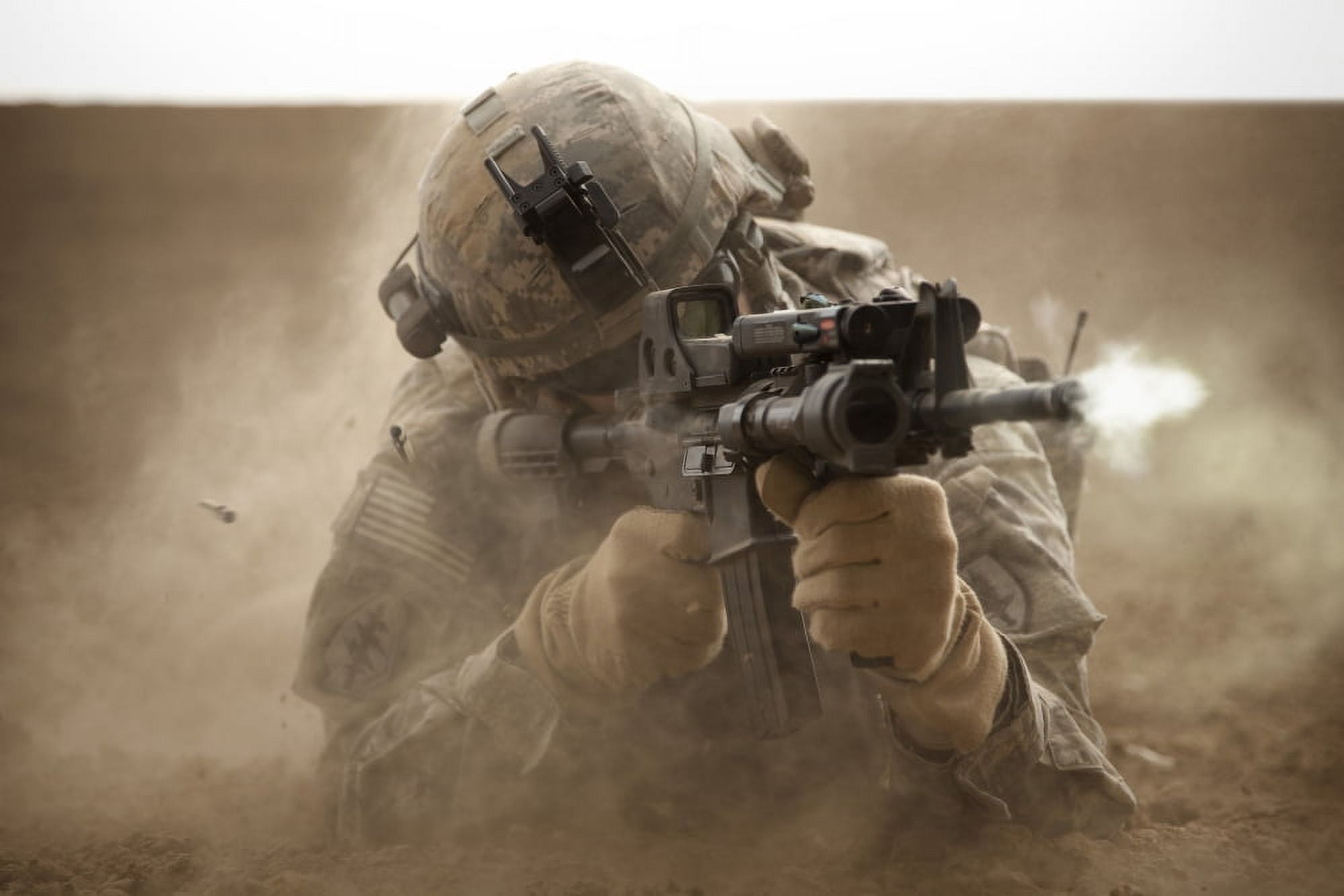 US Army Ranger in Afghanistan combat scene Canvas Art - Tom WeberStocktrek Images (35 x 24)