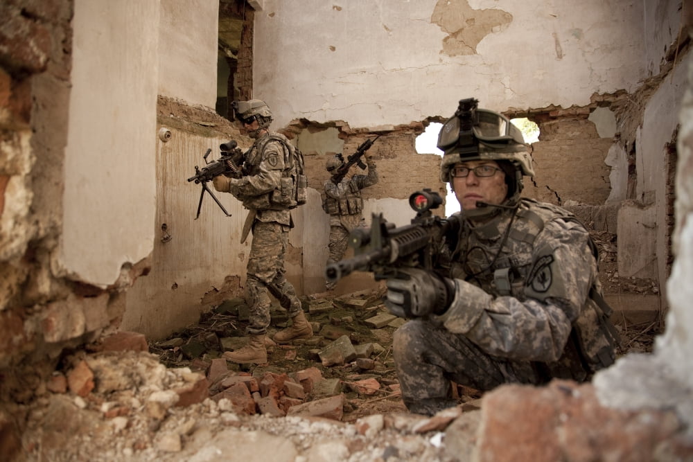 US Army Rangers in Afghanistan combat scene Canvas Art - Tom WeberStocktrek Images (18 x 12)