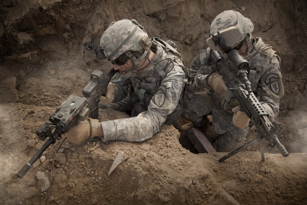 US Army Rangers in Afghanistan combat scene Canvas Art - Tom WeberStocktrek Images (18 x 12)