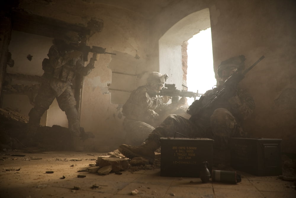 US Army Rangers in Afghanistan combat scene Canvas Art - Tom WeberStocktrek Images (35 x 24)
