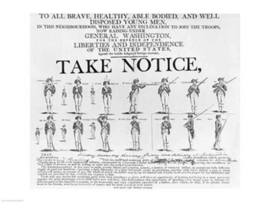 US Army Recruiting Poster Showing Various Positions of a Soldier Under Arms Canvas Art - (24 x 18)