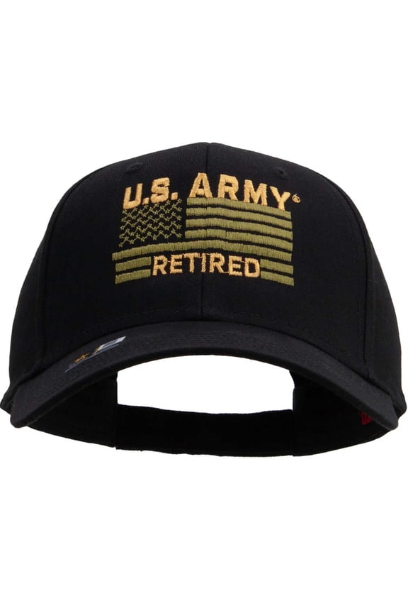 US Army Retired Embroidered Low Profile Cotton Twill Cap - Black OSFM