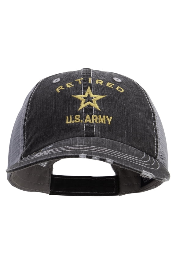 US Army Retired Military Embroidered Low Profile Special Cotton Mesh Cap - Black OSFM