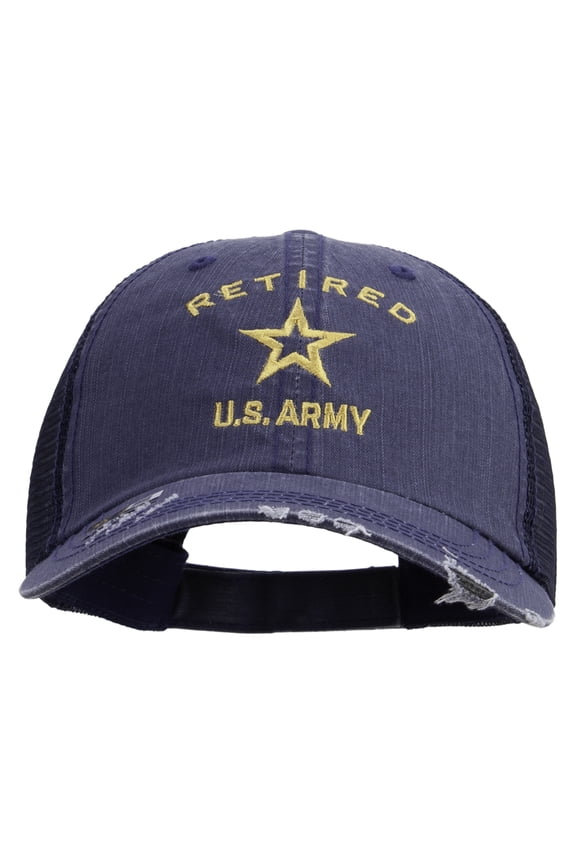 US Army Retired Military Embroidered Low Profile Special Cotton Mesh Cap - Navy OSFM