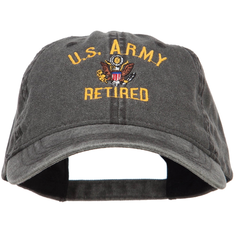 US Army Retired Military Embroidered Washed Cap Black OSFM Walmart