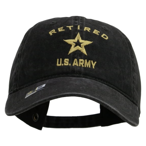 US Army Retired Military Embroidered Washed Cap - Black OSFM