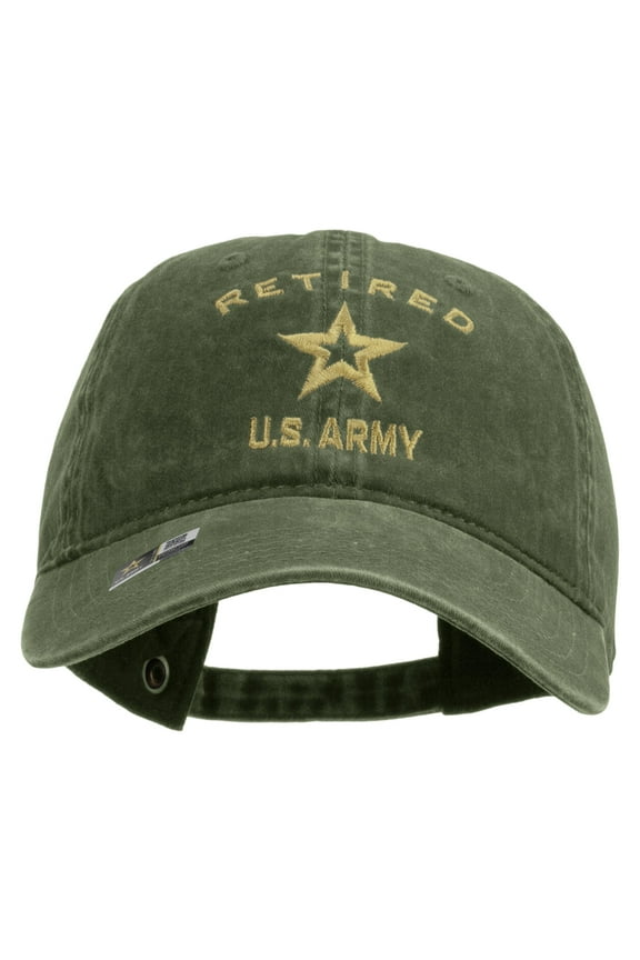 US Army Retired Military Embroidered Washed Cap - Olive OSFM