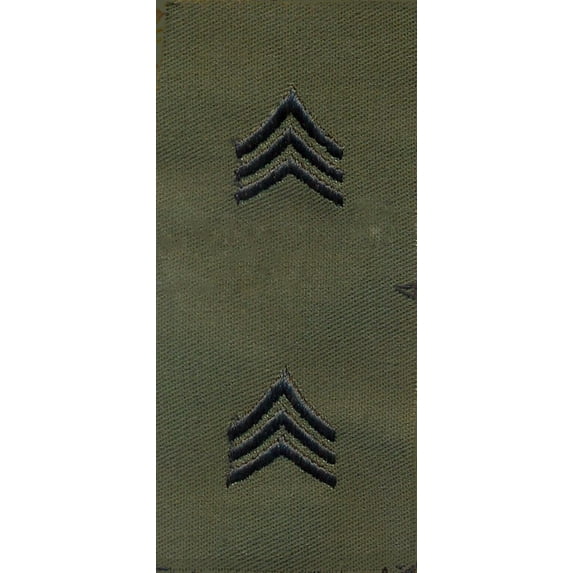 US Army Sergeant E-5 Rank OD Green Sew-On Patches - Pair