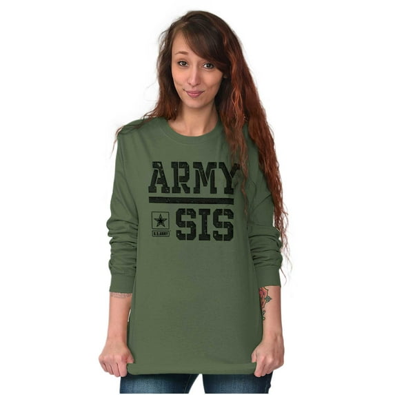 US Army Sis Military Star Logo Women Plus Size Long Sleeve Graphic Tee Brisco Brands 2X