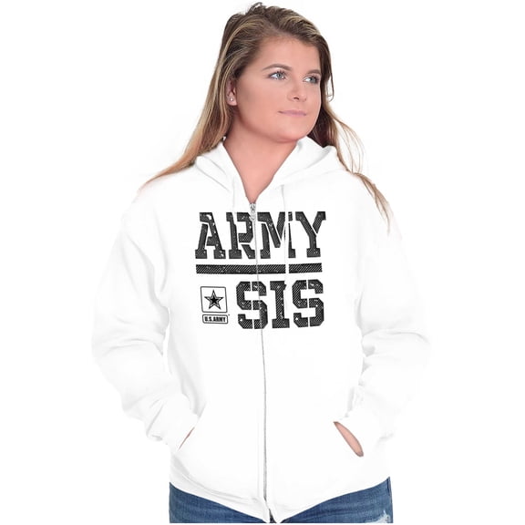 US Army Sis Military Star Logo Zip Hoodie Sweatshirt Women Brisco Brands L