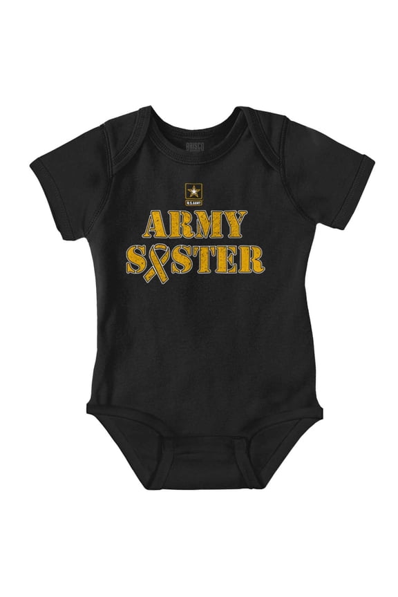US Army Sister Military Logo Ribbon Bodysuit Jumper Girls Infant Baby Brisco Brands 24M