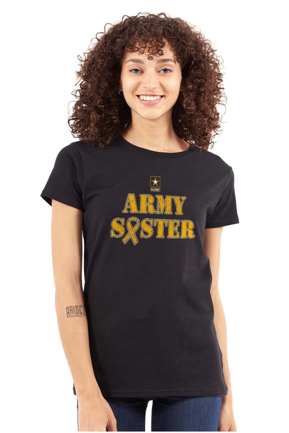US Army Sister Military Logo Ribbon Women's T Shirt Ladies Tee Brisco Brands S