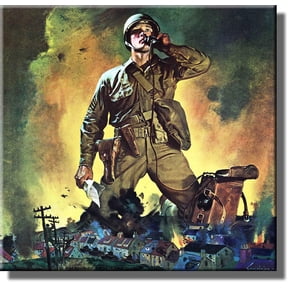 US Army Soldier Airstrike Picture on Stretched Canvas, Wall Art Decor, Ready to Hang!