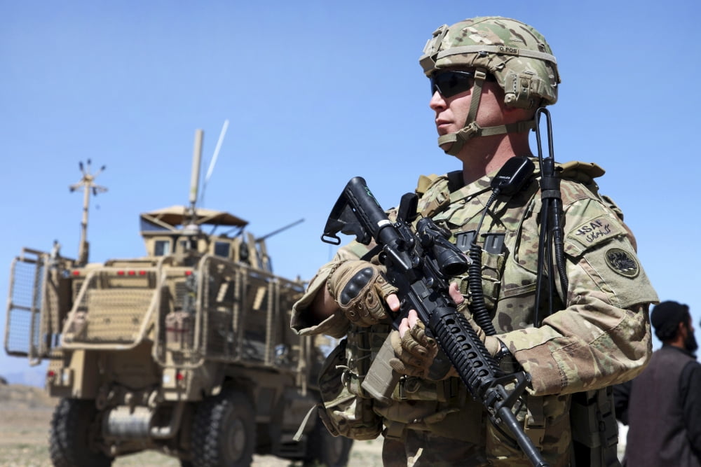 US Army Soldier provides security in Afghanistan Canvas Art - Stocktrek Images (35 x 23)