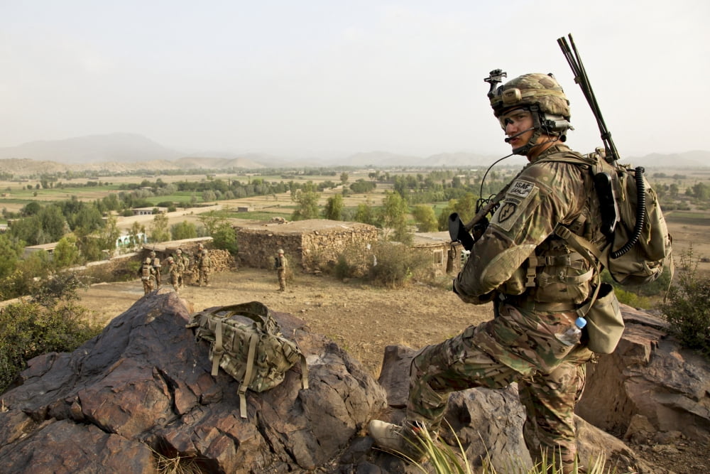 US Army Specialist provides security in Afghanistan Canvas Art - Stocktrek Images (34 x 23)