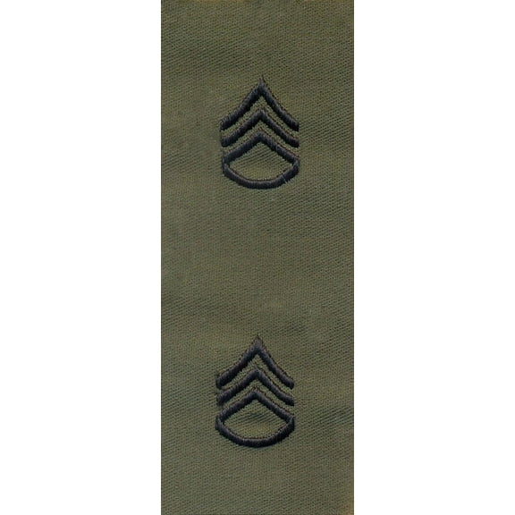 US Army Staff Sergeant E-6 Rank OD Green Sew-On Patches - 1 Pair