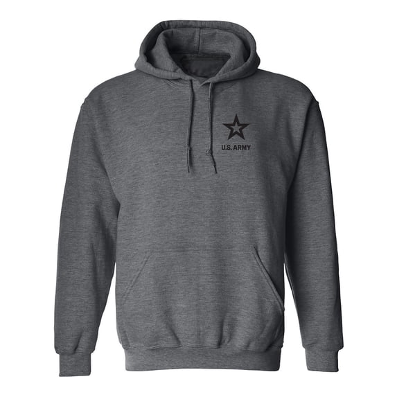US Army Star Black Ink Left ChestAdult Hooded Sweatshirt